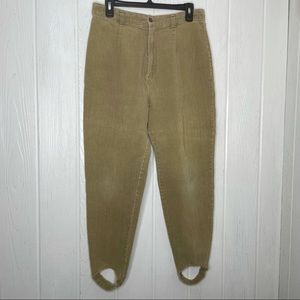 Vintage Corduroy Stirrup Pants MJ Carroll 10 Tan